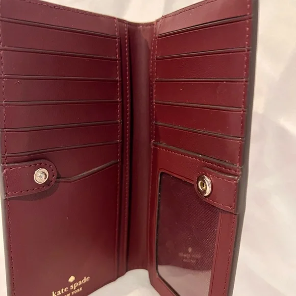 Kate spade magenta and wine colored slim wallet - Picture 2 of 4